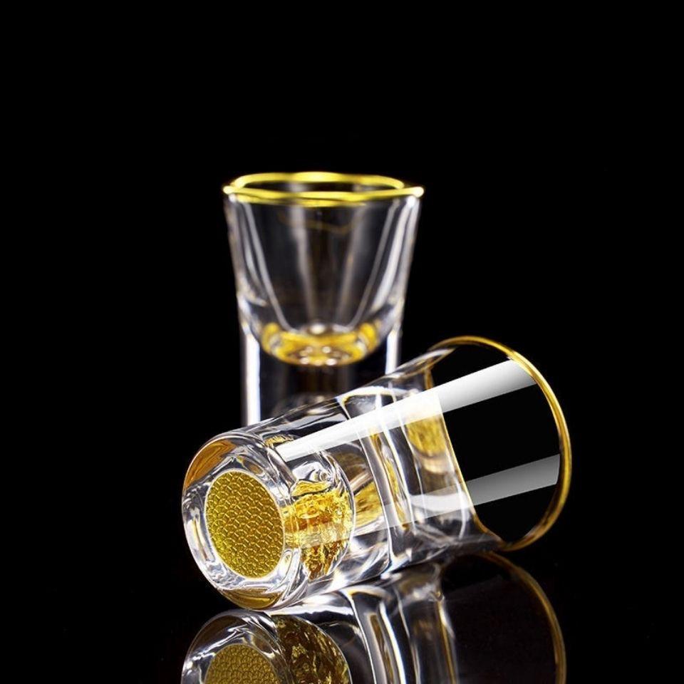 Best Quality 24K Gold Foil Crystal Sake Liquor Spirits Shot Glasses Depth Bomb Cocktail Mini Wine Glass Sheezer Strong Drink Cup