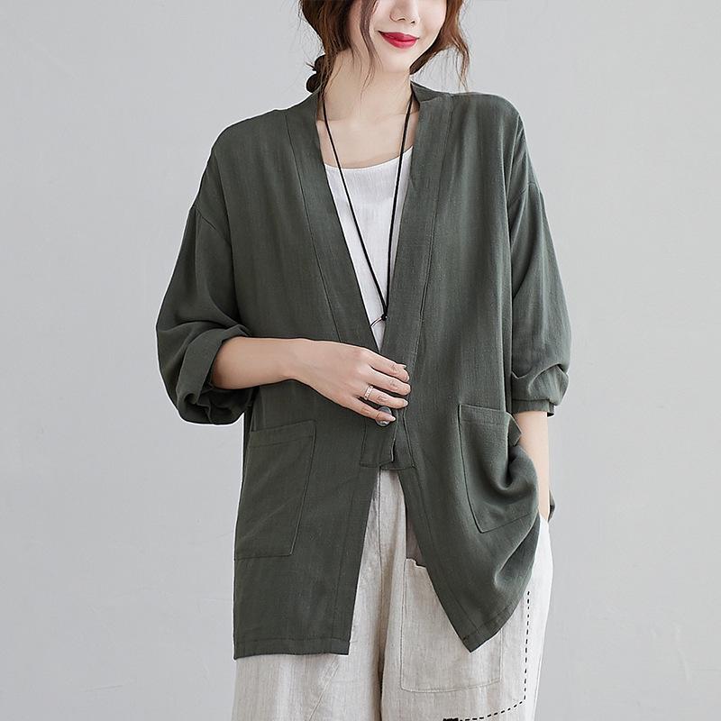 In Stock 2026 Spring/Summer Women s Plus Size Loose Mid-Length Slimming Casual Jacket/Cardigan Plus Size L