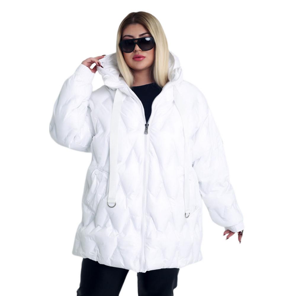 Fierte Damski płaszcz w dużym rozmiarze Ayl61846 Nadmuchiwany stały kaptur