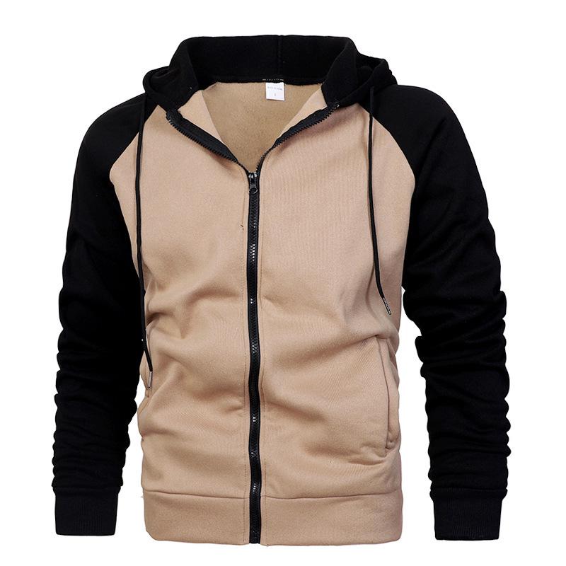 2024 Men's Color Block Raglan Sleeve Hoodie: Autumn/Winter European & American Fashion Casual Sports Top