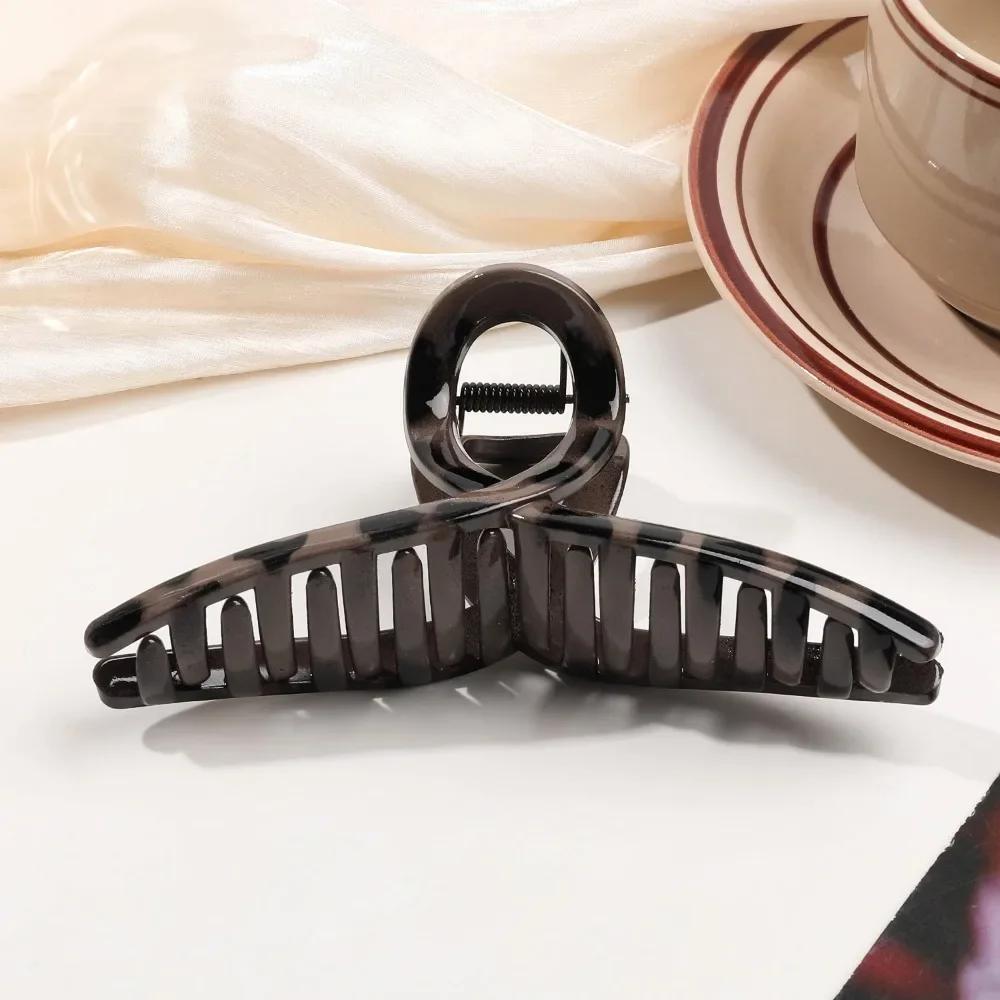 Large Small Leopard Print Hair Claw Clip for Women Thick Hair Elegant Bowknot Cross Geometric Catch Clamp Hairgrip Accessories