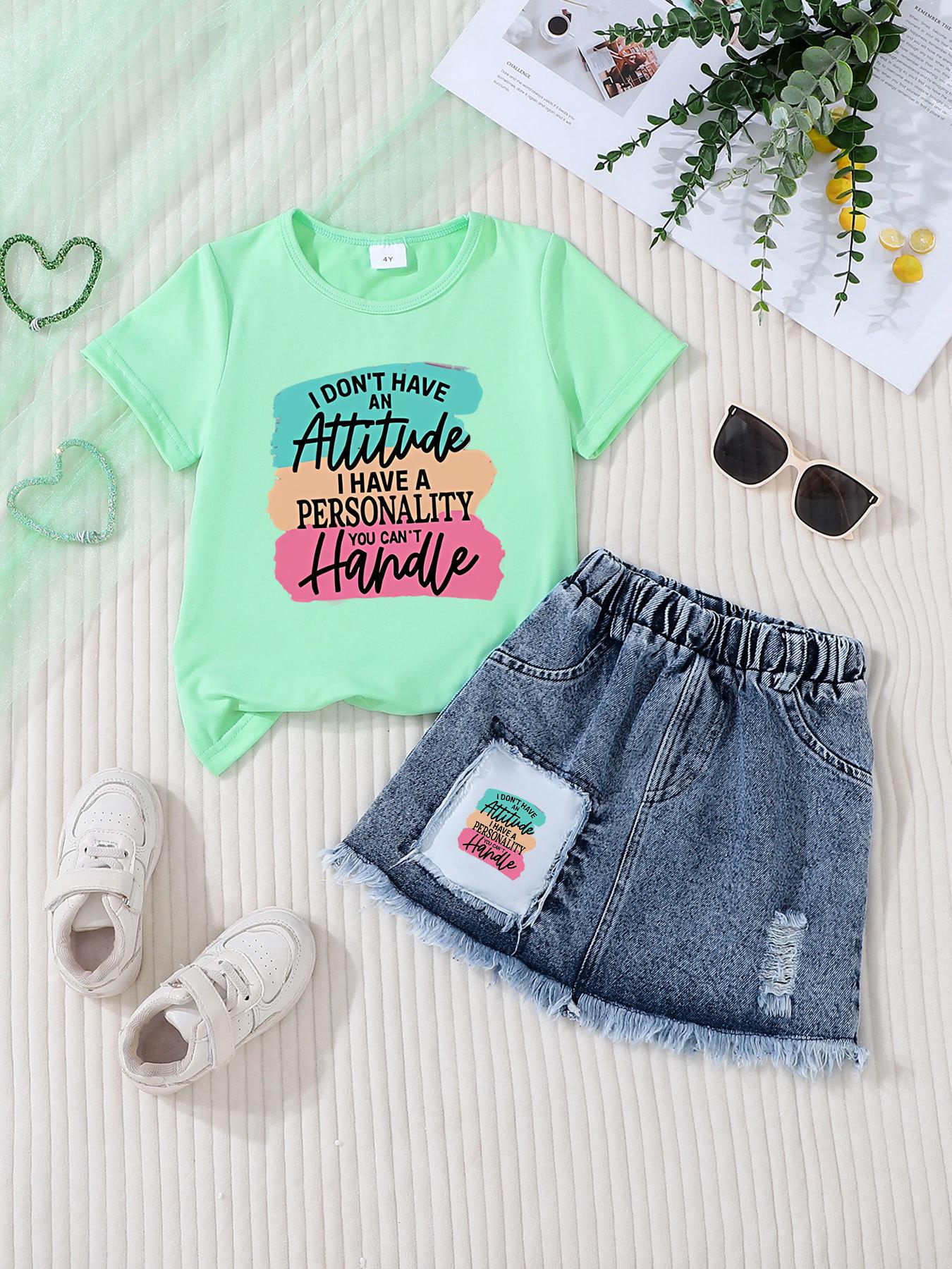Girls  Casual Denim Skirt Sets - Stylish Children s Clothing Set 4 Years