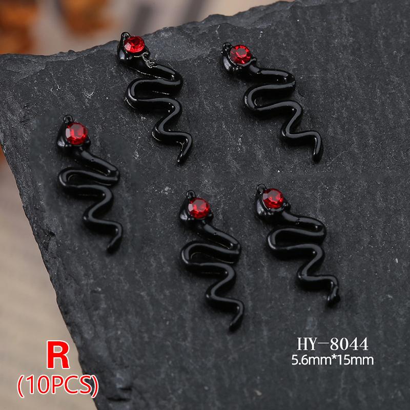 10 buc. Articole pentru unghii cu șarpe din aliaj Bijuterii de lux 3D cu șarpe Nail Serpiente Diy Salon de manichiură 2025 Anul șarpelui