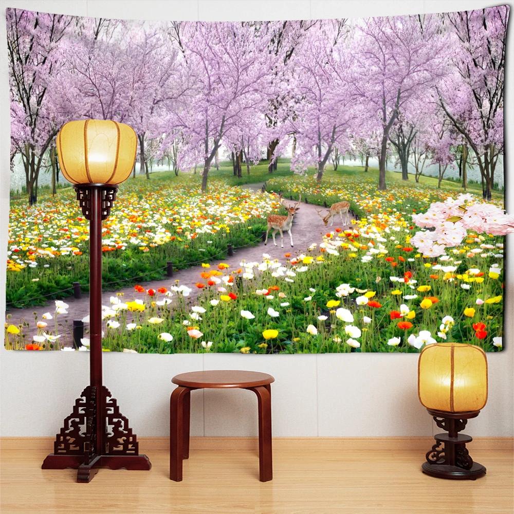 Forest River Wall Tapestry - Nature Landscape HD Print, Calming Waterfall Scene for Bedroom & Living Room Decor