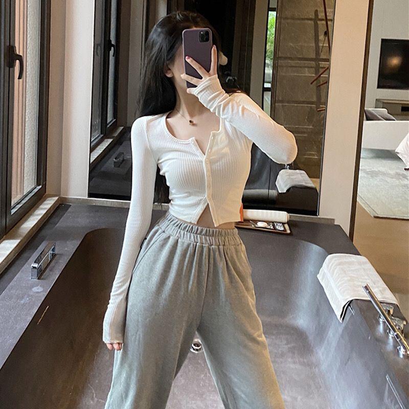 Women's High-Waisted Cardigan & Long-Sleeve Slim Fit Shirt - 2025 Spring/Autumn Fashion
