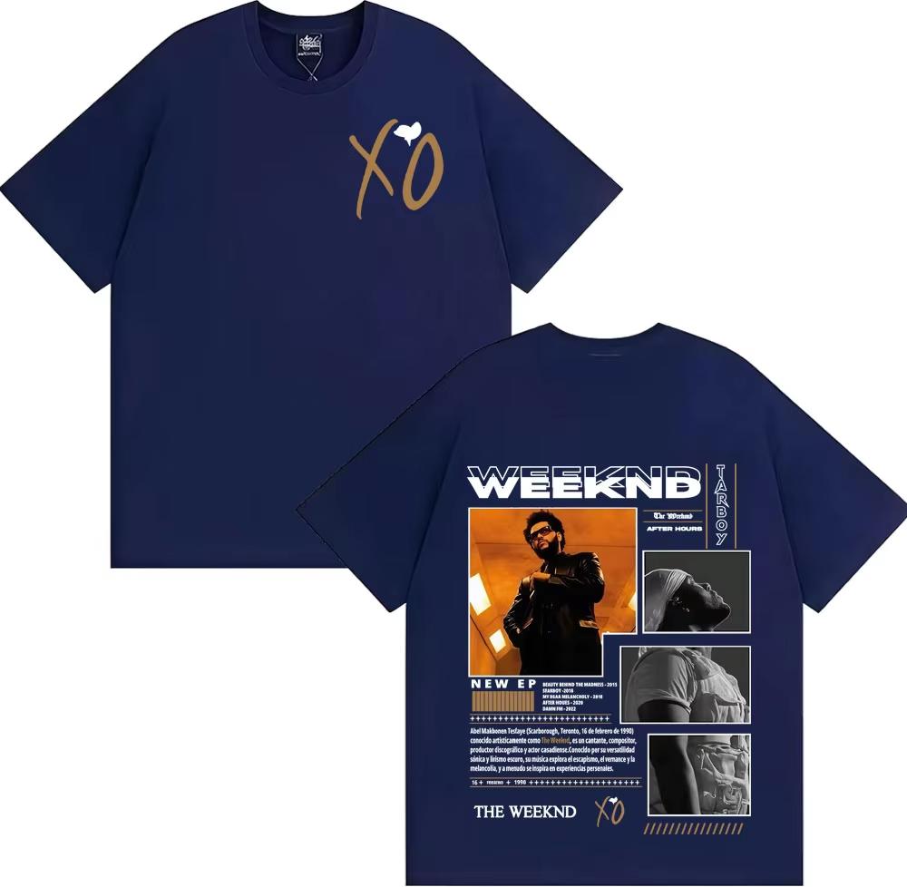 The Weeknd 100% Baumwolle Unisex Oversize Shirt After Hours Album Grafiken Sommer Damen Y2k Hip Hop Rundhals Rock Streetwear T-Shirt