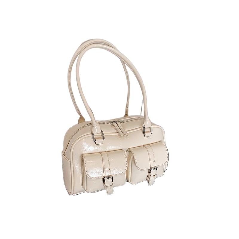 

[kaza-nannan] Women s Shoulder Bag, Handbag, Korean Style, PU Leather, 2-Way, Double Pocket, Leather Bag, Handbag, Zipper Closure, Stylish, Underarm,