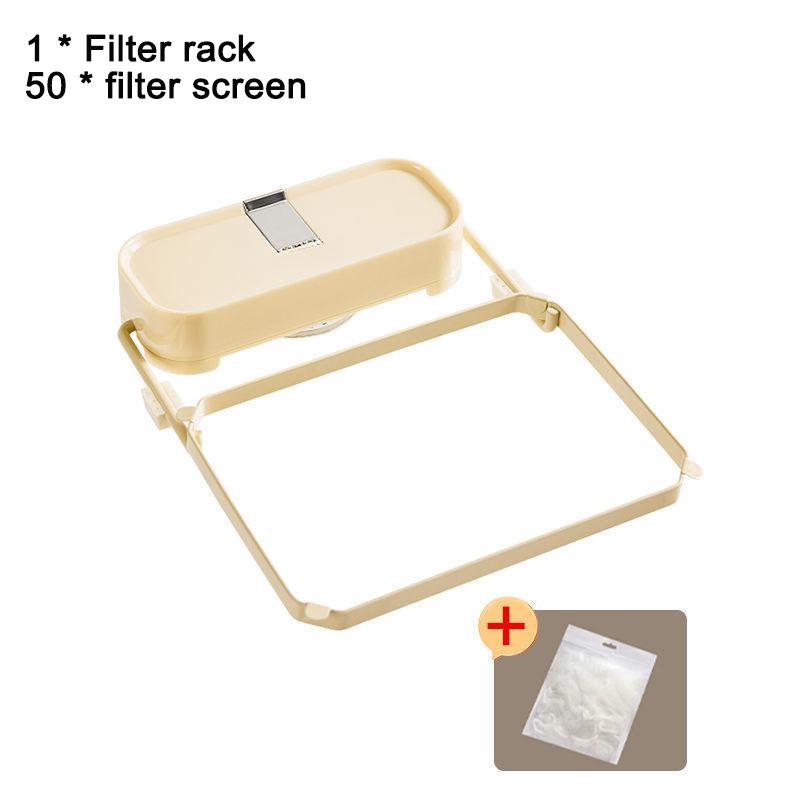 Kitchen Sink Filter Rack With 50pcs Net Filter Bag Foldable Multi-Purpose Drainage Basket Leftovers Soup Food Drainer Shelf