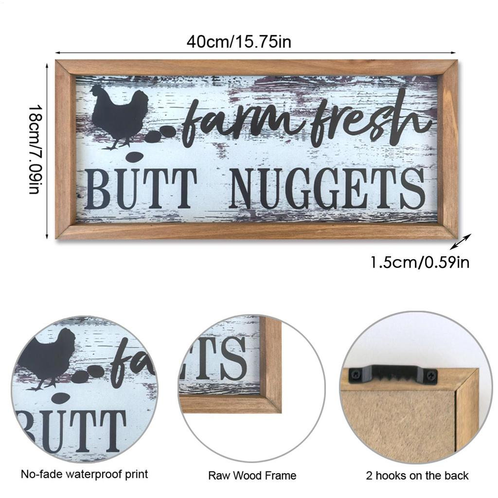 Funny Chicken Signs Chicken Coop Signs For Outside Wooden Frame Home Decorations Wall Art Farmhouse Decor For Farm Kitchen