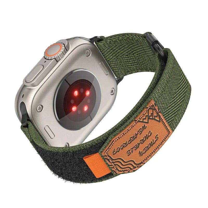 

Мягкий нейлоновый ремешок для Apple Watch Ultra 2, 49/45/41/44/42/38/40 мм, браслет IWatch series 9, 8, 7, 6, 5, 4, 3 SE, дышащий 42mm 44mm 45mm 49mm зелёный