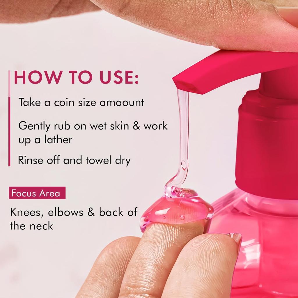 mCaffeine Brightening Body Wash 300ml Pack of 1 | Niacinamide & Raspberry Shower Gel for Dry Skin Glow