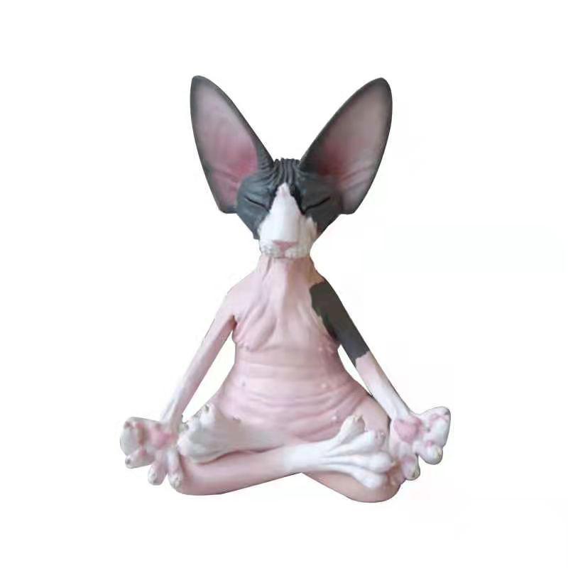 New Sphynx Cat Meditate Figurine - Serenity Cat Sculpture