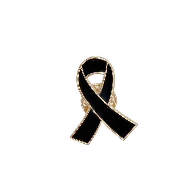 

1/5/10Pcs Black White Ribbon Brooch Funerals Memorial Pin For Woman Men Metal Ribbon Mourning Badge Suit Dress Shirt Accessories