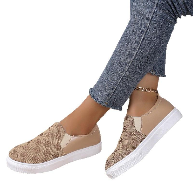 Unisex Fashion Sneakers with Pattern Design - Casual Canvas Slip-On Shoes for Women & Men, Spring Summer New Arrival Lace-Up Walking Shoes