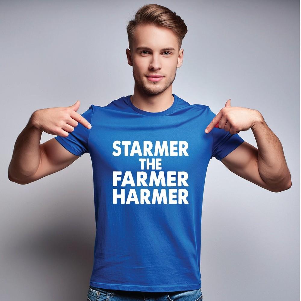 Starmer the Farmer Harmer T-Shirt Stuck Farmer Tee Funny Anti Labour t-shirt Unisex T-Shirt L