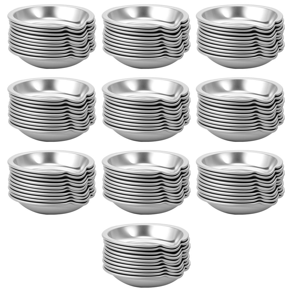 100Pcs Stainless Steel Small Round Paint Bowl Rust Resistant Watercolours Paint Mixing Palette Tray with Mouth for Art Painting