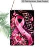 2D Flat Believe Pink Ribbon Lily Butterfly Breast Cancer Awareness Metal Sign - 8.0x12.0inch Aluminum Wall Art, Inspirational Support Decor