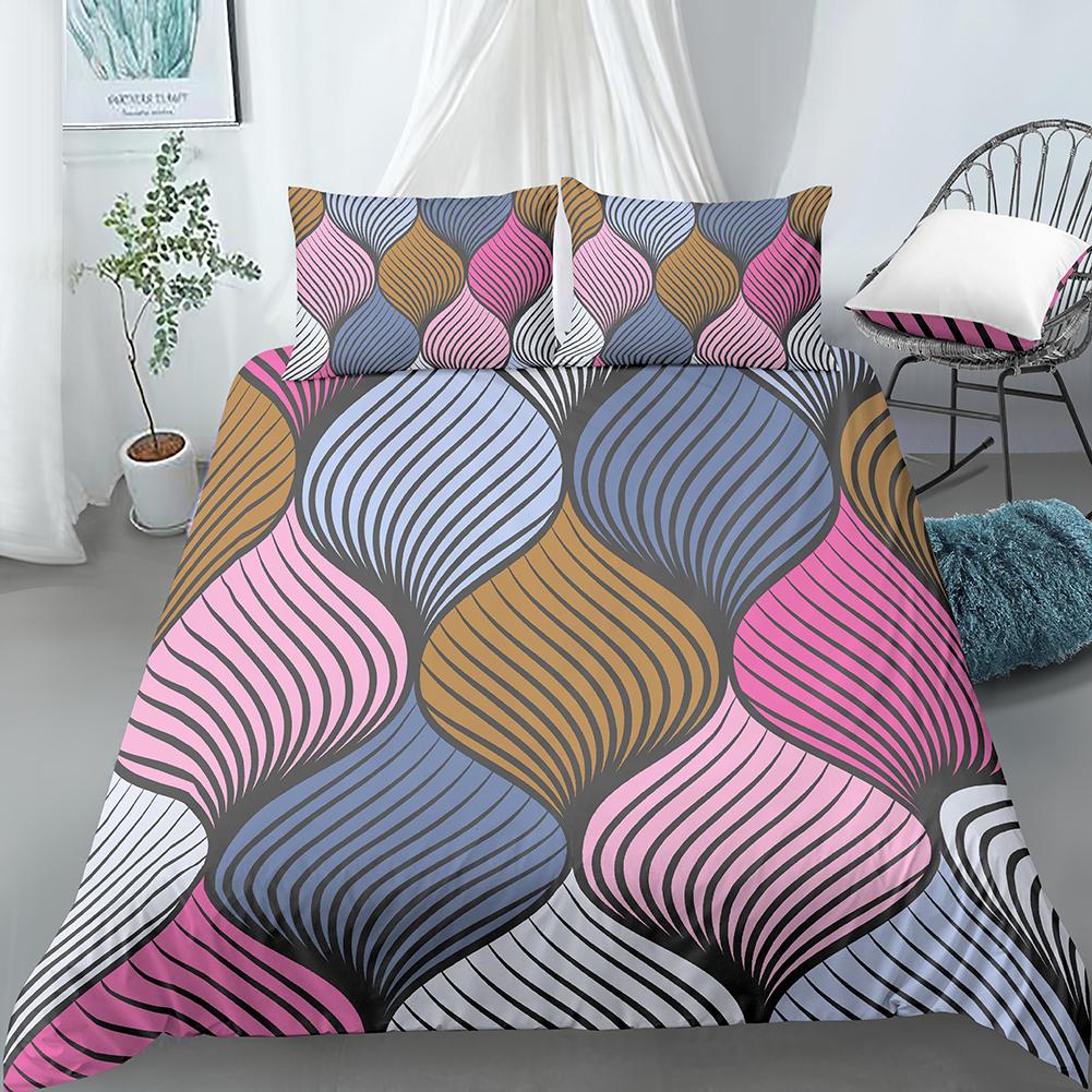 Geometric Duvet Cover Set Bohemian 3D Print Polyester Comforter Cover King Queen Twin Size with Pillowcase for Kids Boys Girls