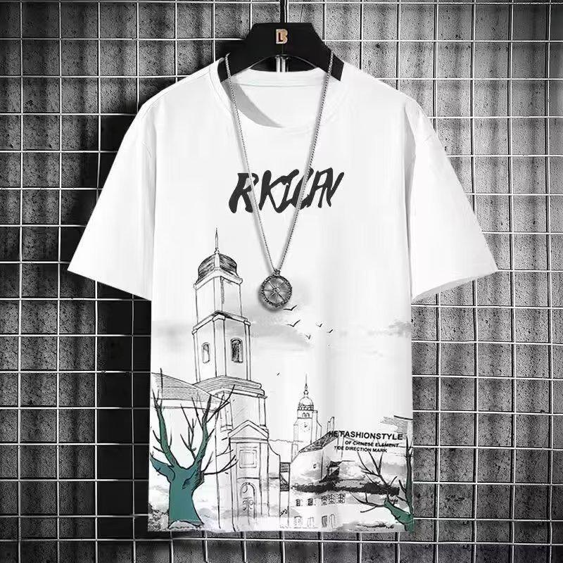 Men's 2024 Short Sleeve Loose Crew Neck T-shirt - Hong Kong Style Summer Trend