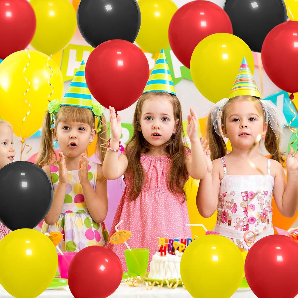99pcs 10 inch black red and yellow latex balloon set suitable for weddings pop parties bridal showers Kids Birthday Baby Shower