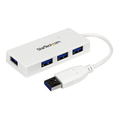USB 3.0 Hub - StarTech - ST4300MINU3W - 4 Ports - Integrated Cable - White