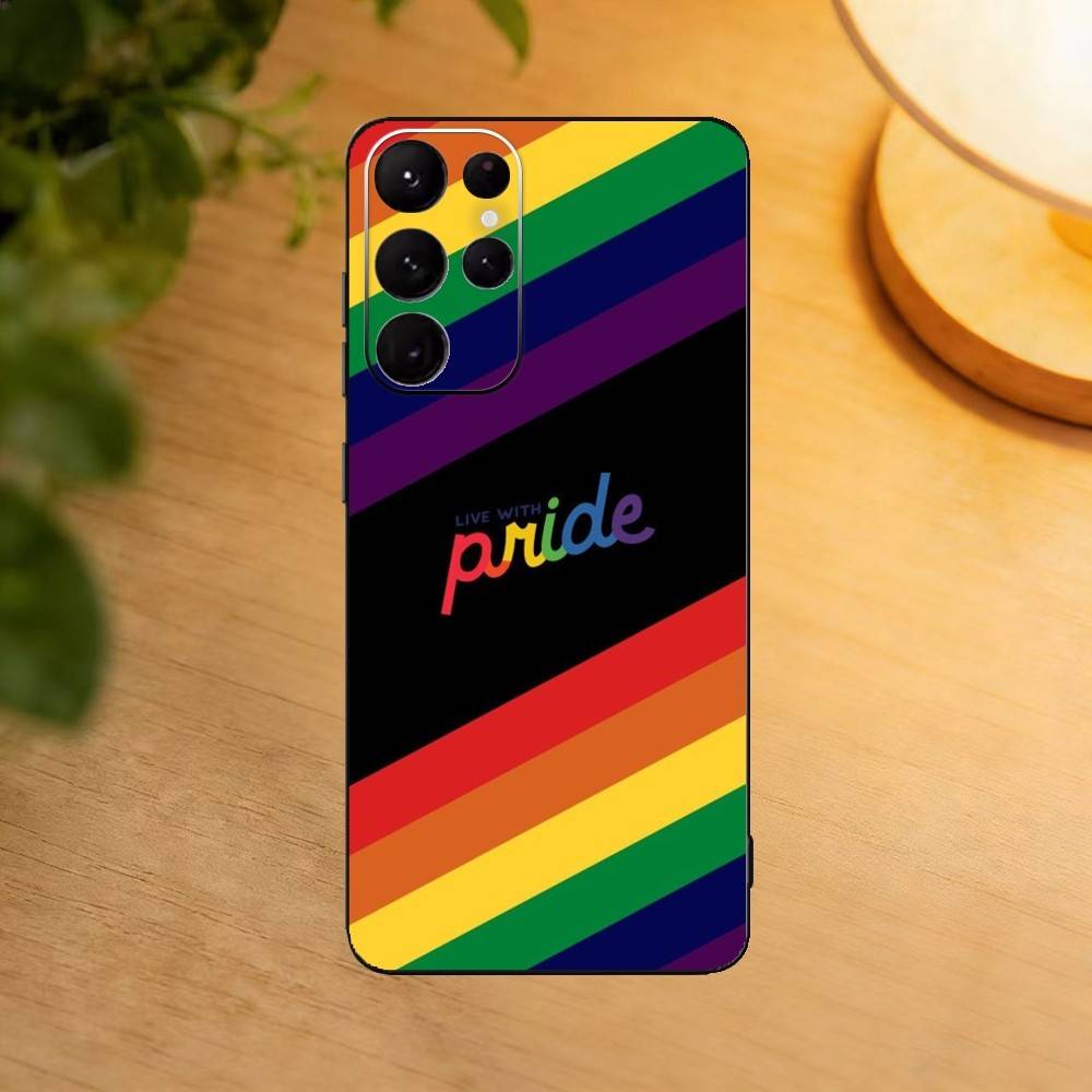 Gay Lesbian LGBT Rainbow Flag Phone Case For Samsung S25,S24,S21,S22,S23,S30,Ultra,S20,Plus,Fe,Lite Black Shell