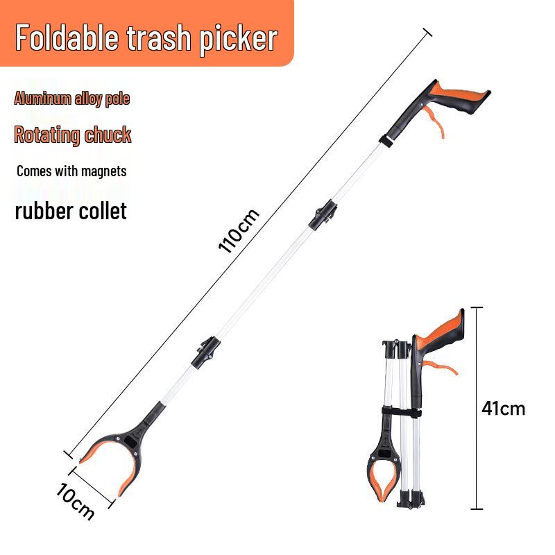 Collapsible Long-Handled Trash Picker Tongs - Household Sanitation Tool