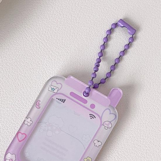 Acrylic Mini Card Holder Cute Cartoon Phone Badge for ID Photos Keychain Display Hard Protective Sleeve for School Office & Collectibles