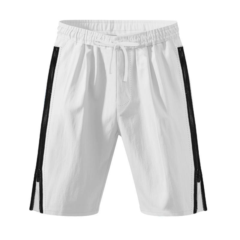 

Летние мужские шорты хип-хоп с боковой молнией, повседневные, свободные, спортивные, пляжные, пятиточечные, мужская одежда S белый