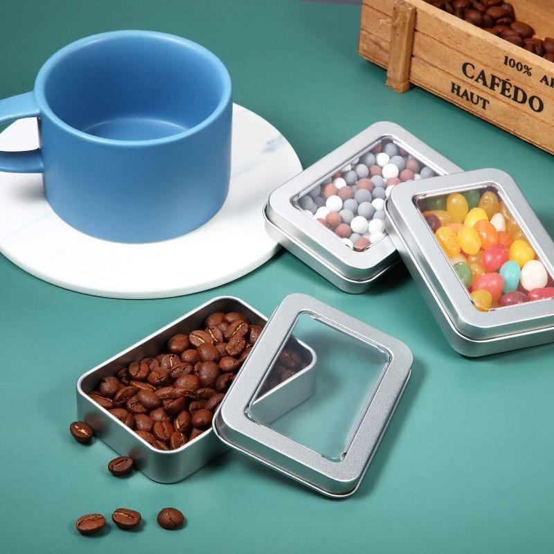 8/13/22pcs Metal Tin Boxes with Lids Transparent Top Rectangular Storage Containers for Candles Candy Gifts Ointments Treasures