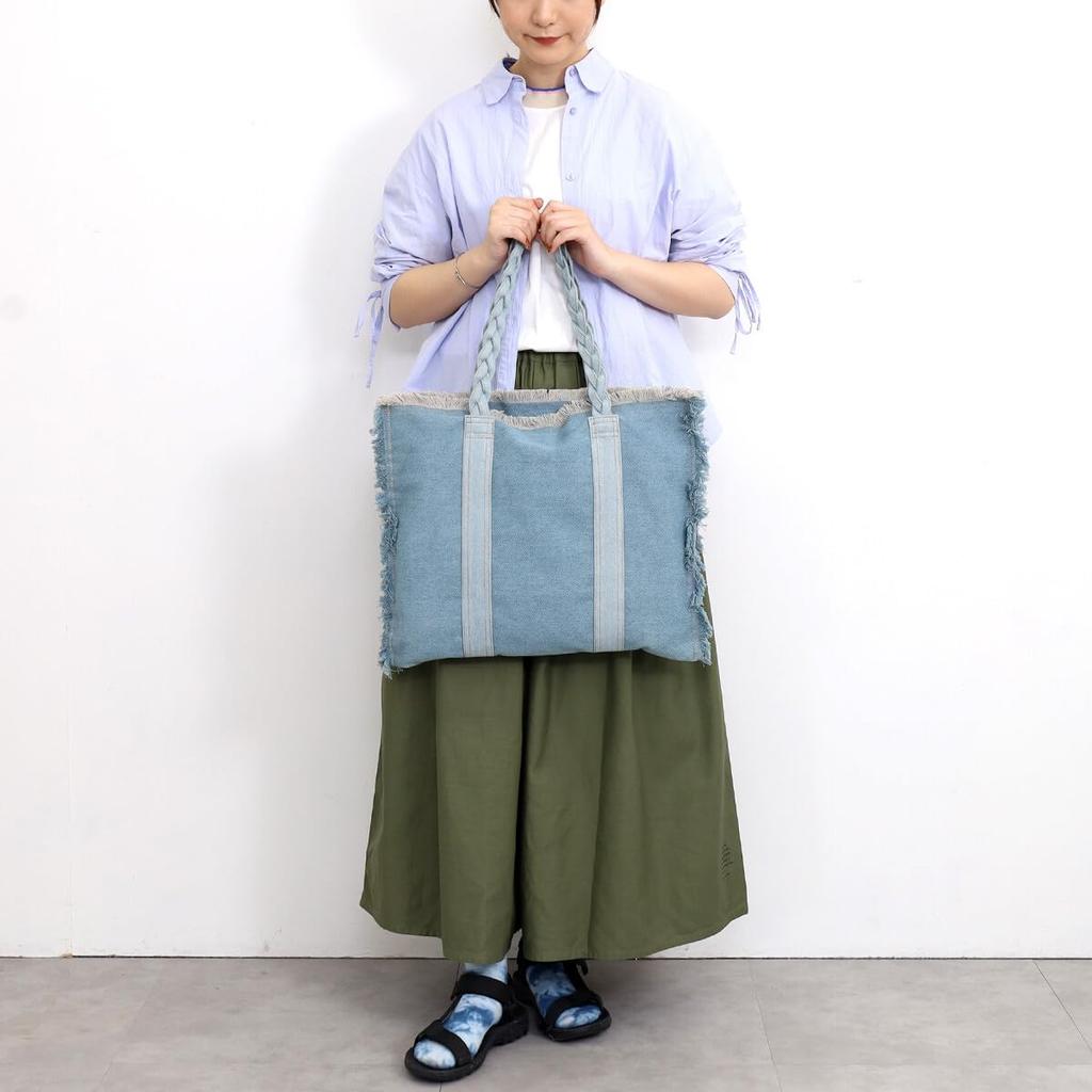 Nananoel Molly Unevenly Dyed Denim Big Tote Bag 2513311010 Denim (090)