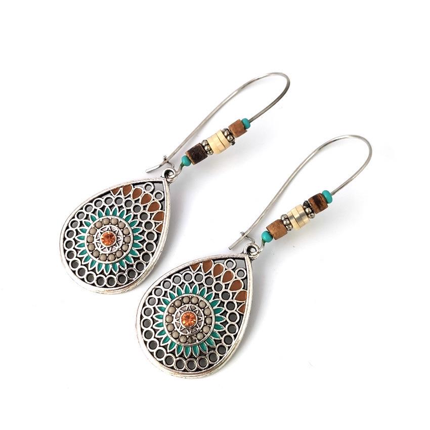 Elegant Teardrop Flower Earrings with Alloy and Enamel