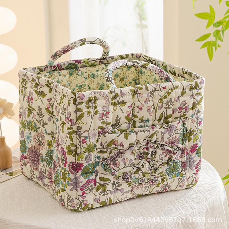 Portable Floral Foldable Storage Basket for Home Textiles and Underwear Organizer