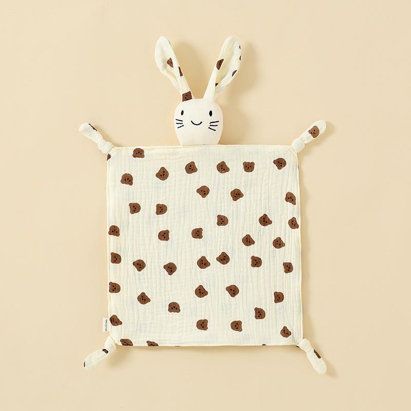 Baby Animal Cotton Swaddle With Plush Rabbit Toy For Sleep And Comfort