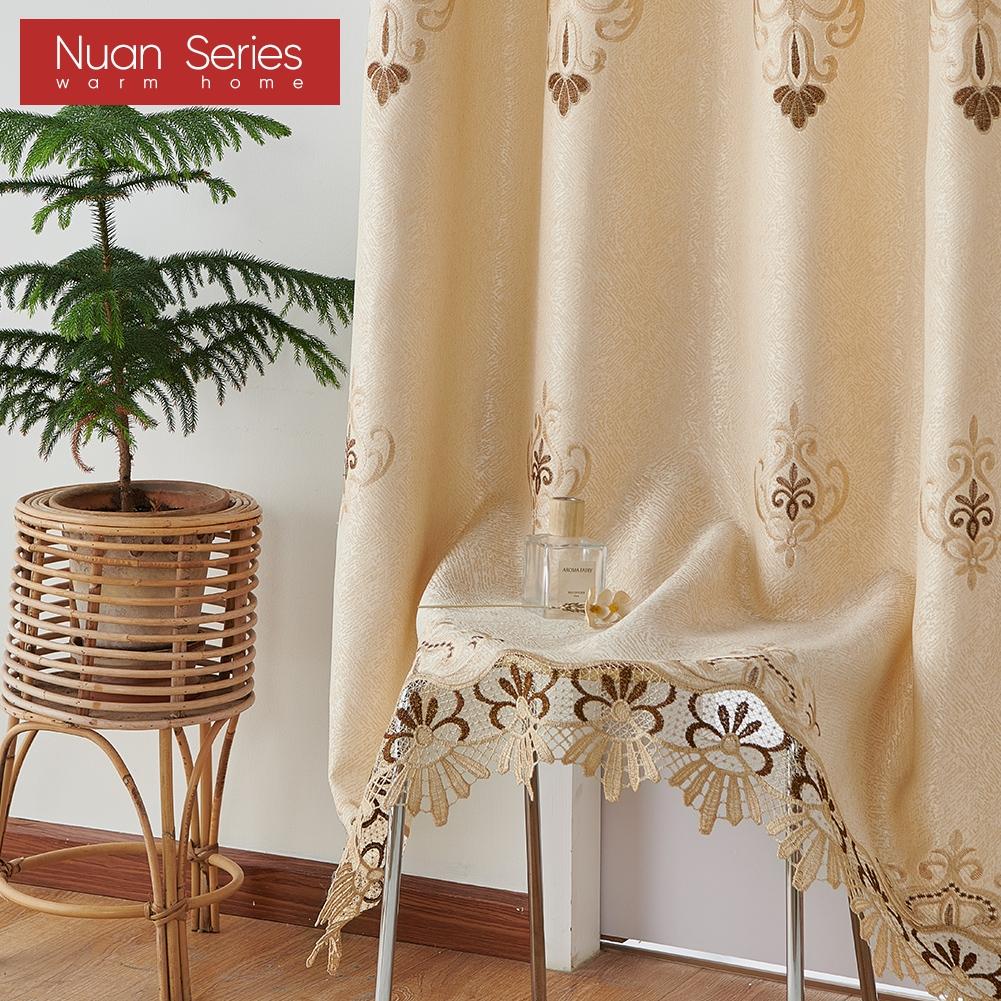 1PC European Luxury Versatile Semi Blackout Embroidered Comfortable Curtains and Sheer Curtains  for Living Room Bedroom Home Decor Nuan Series