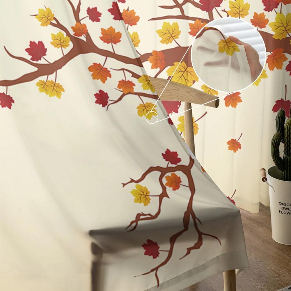 Autumn Fallen Leaves Maple Sheer Drapes for Bedroom Living Room Decoration Window Curtain Kitchen Curtain Panels