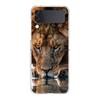 Transparent Phone Case For Samsung Galaxy Z Flip 3 4 5 6 7 Hard Folding PC Z Flip3 Flip4 Cover Cool Animal Tiger Lion
