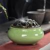 Incense Burner With Lid Hollow Top Censer Holder Heat Resistance Incense Tower Ice Crack Pattern Peaceful Mind Censer Burner