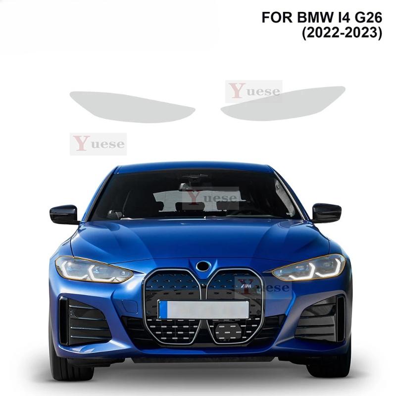 For BMW i4 G26   2 Pcs Car Headlight Protective Film Transparent Smoked Black TPU Sticker