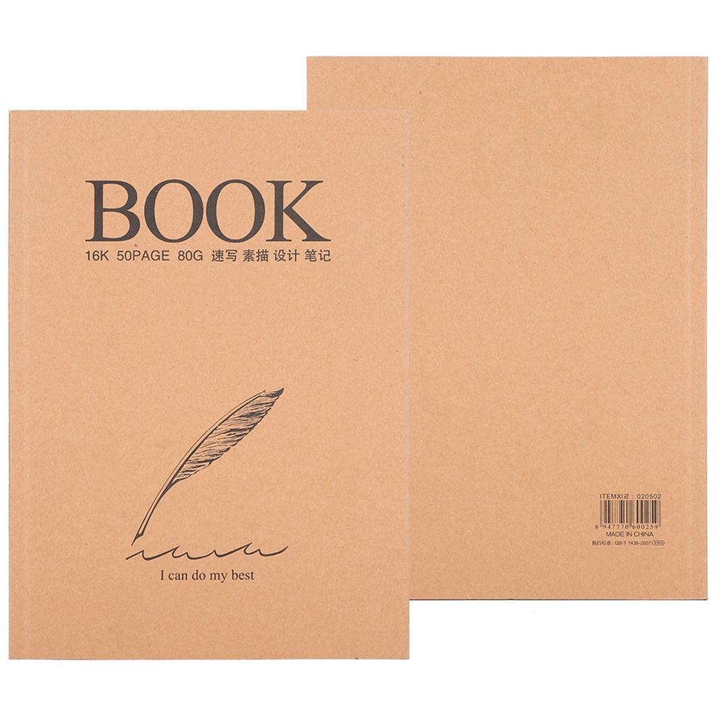 2Pcs Kraft Paper Sketchbook Retro Sketch Pad HandPainted Thick Art Drawing Coil Notebook
