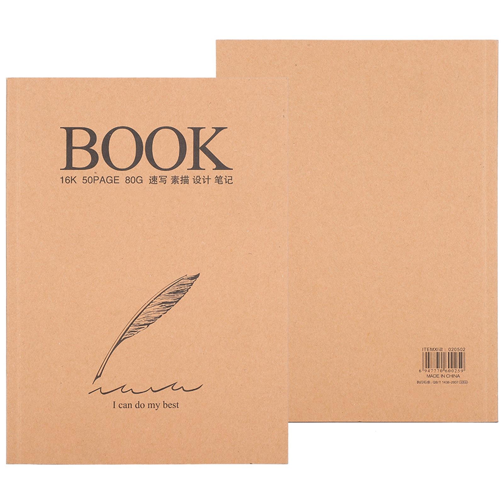 2Pcs Kraft Paper Sketchbook Retro Sketch Pad HandPainted Thick Art Drawing Coil Notebook