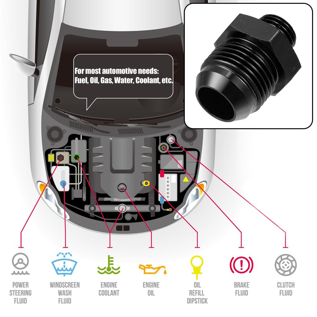 X AUTOHAUX Hose End Fitting Cooler Adapter Fitting Aluminum Alloy Car 10N Male