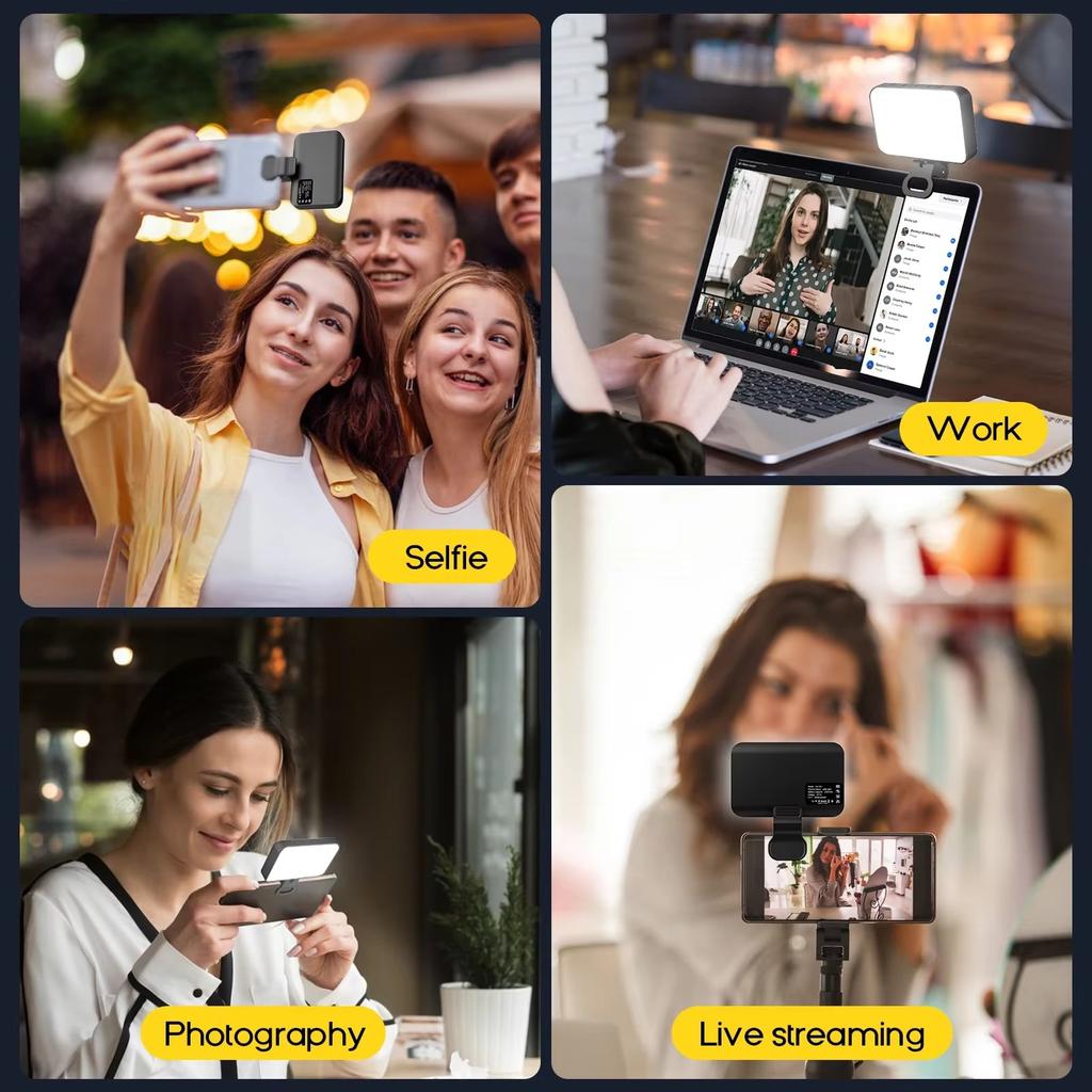 Iphone Samsung Ipad Telefon Dizüstü Bilgisayar Fotoğraf Video Fotoğrafçılık İçin LED Selfie Halka Işığı Klipsli Flaş Dolgu Lambası
