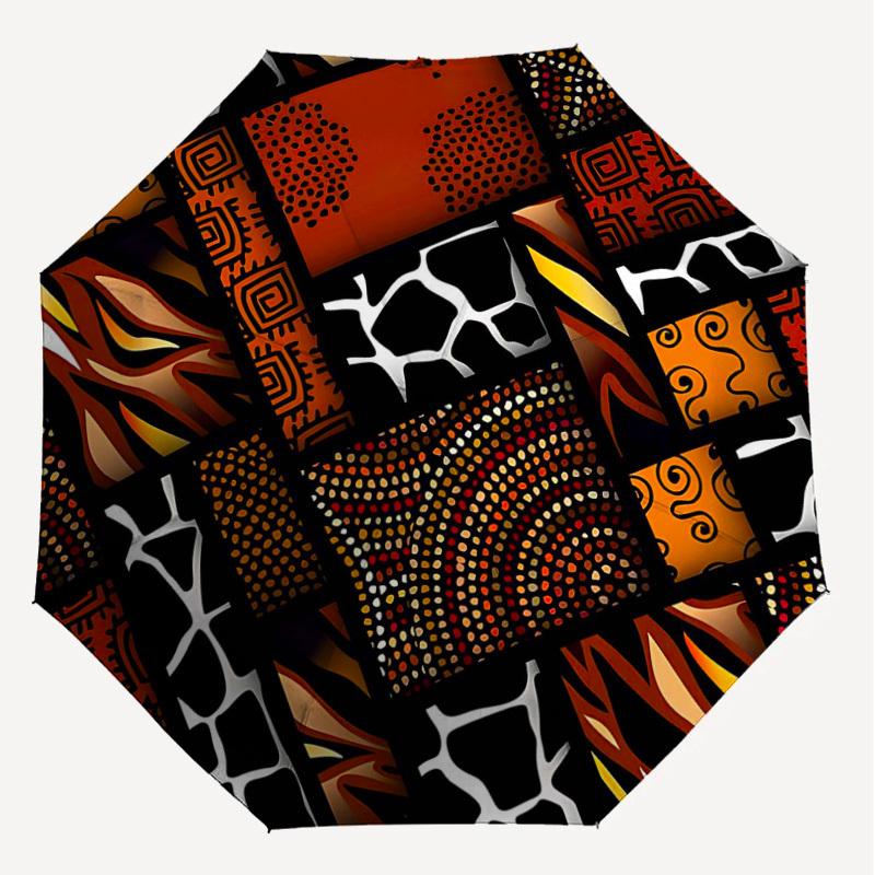1PC African patterns Umbrella-8-Rib Reinforced Portable Folding Travel Suitable for All Seasons Outdoor Daily Use-J355