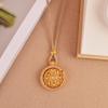 Rotatable Diamond-Inlaid Sand Gold Compass Pendant Necklace