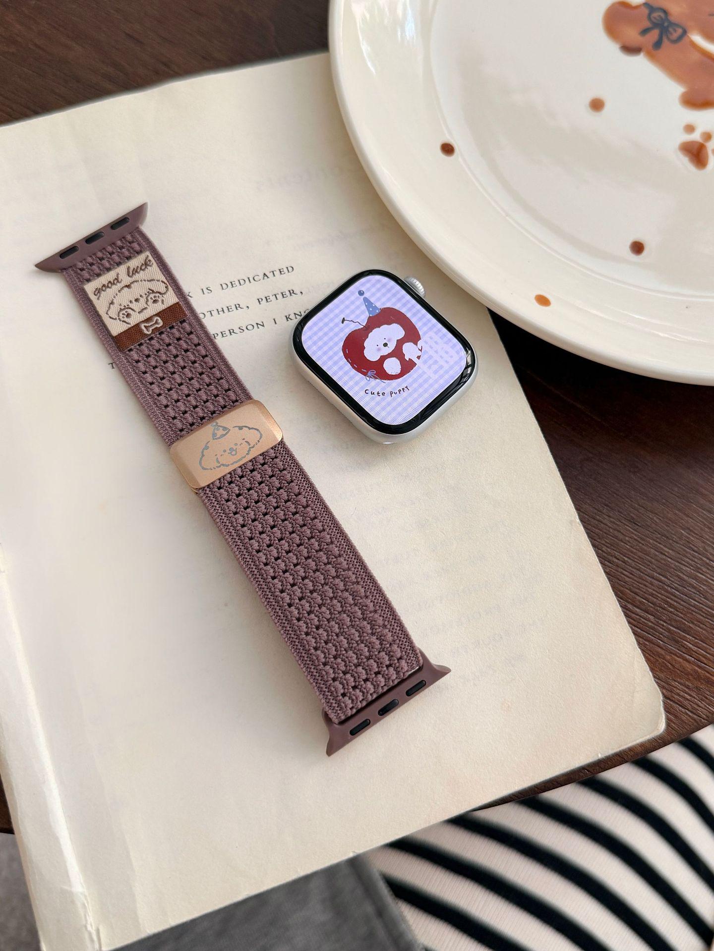 

Apple Watch Series 10 & Ultra Ремешок: Дышащий, Магнитная застежка, Дизайн с щенком Fits: Apple 42/44/45/46/49mm