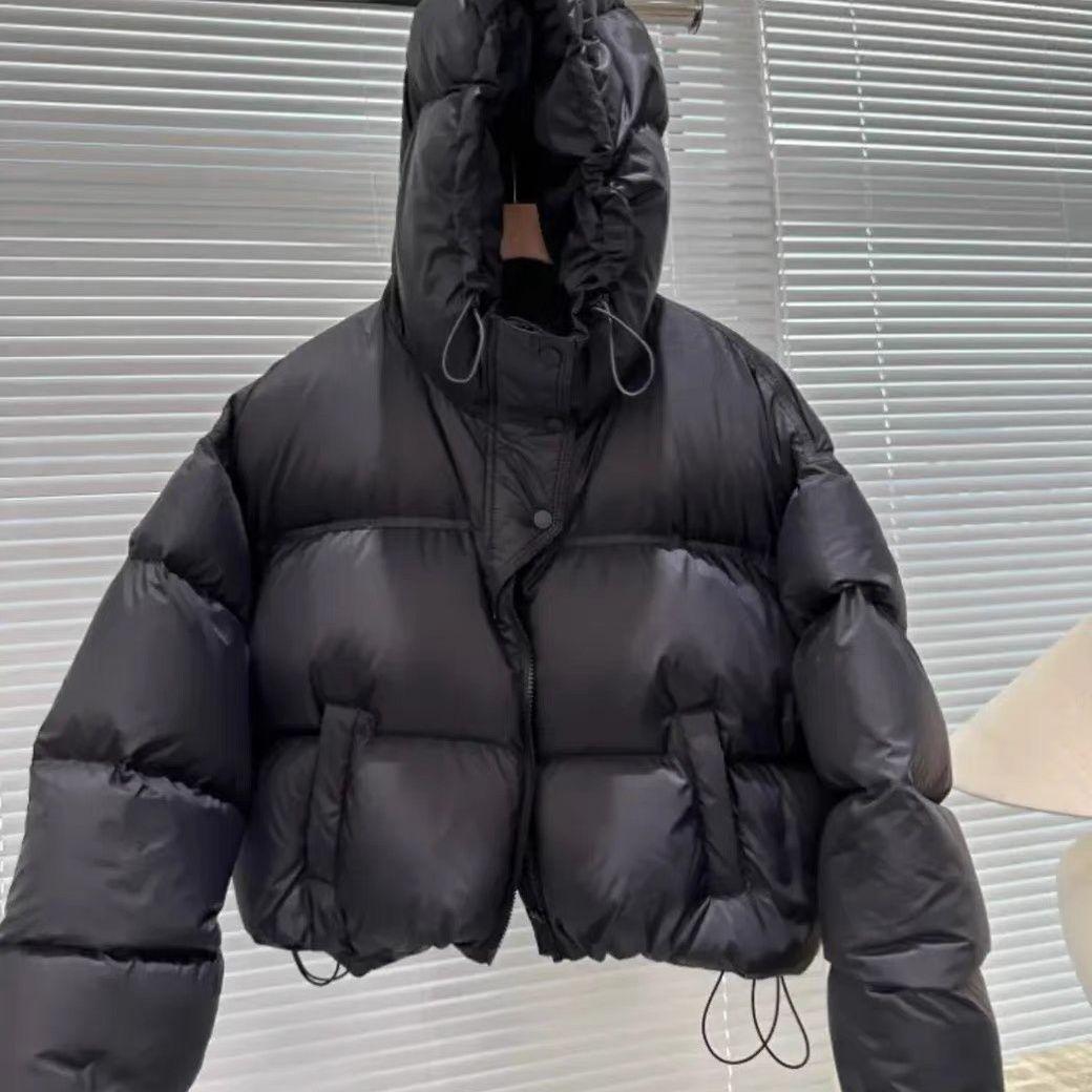 

Модная женская куртка на утином пуху с капюшоном, осенне-зимняя теплая, свободного покроя, короткая, плотная, верхняя одежда, женское пальто XXL