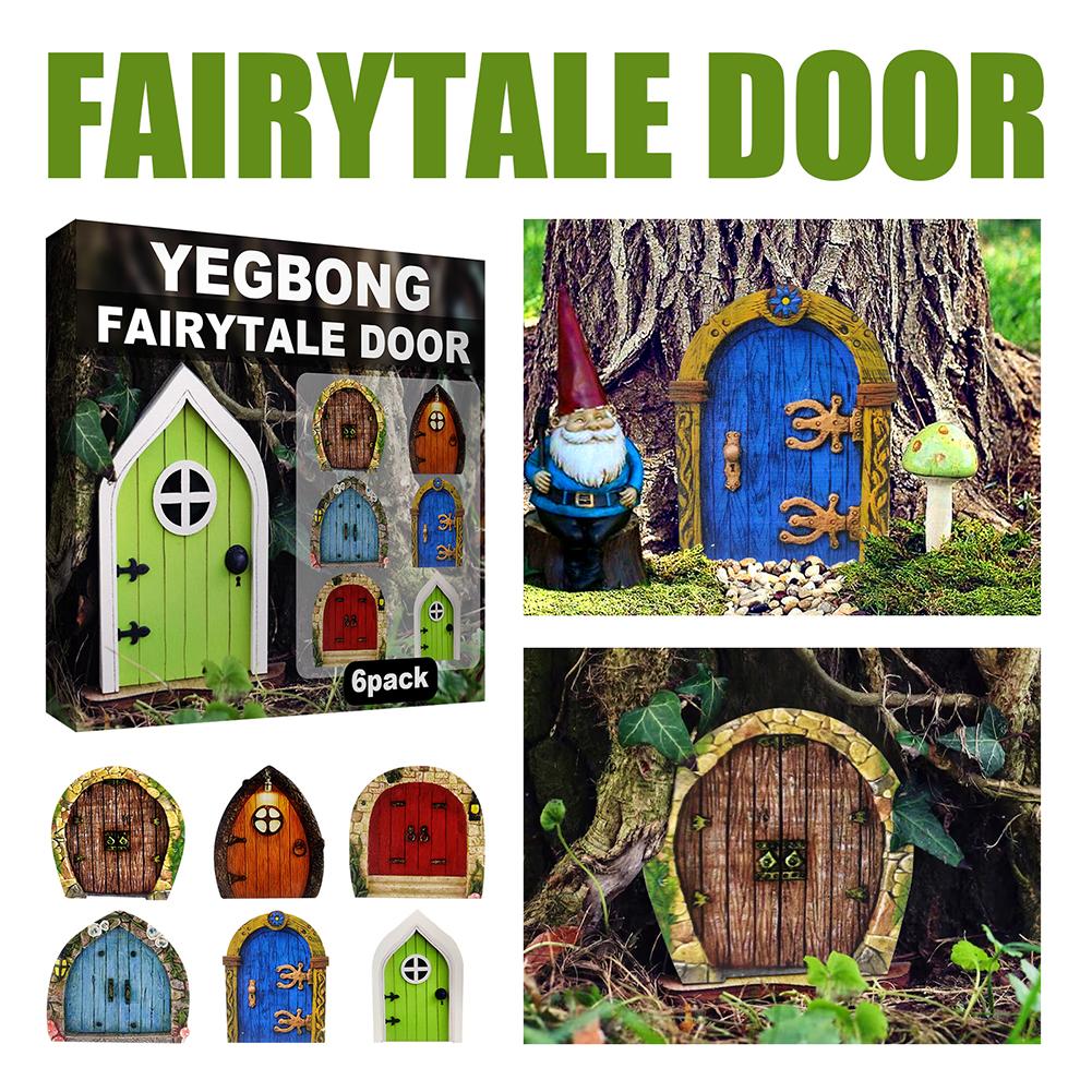 1/6 Pcs Mini Fairy Elf Door Wooden Landscape Dollhouse Interior Wall Garden Sculpture Door Craft Decoration Dollhouse Accessorie