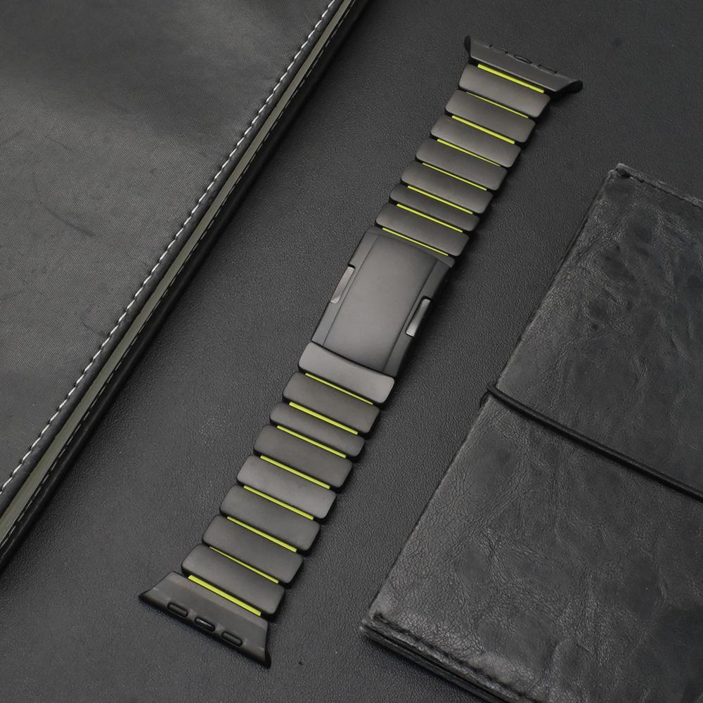 Tytanowy Silikonowy Pasek do Apple Watch Ultra 3 2 49mm Seria 11 10 46mm Luksusowa Bransoleta do iwatch 9 8 7 6 5 SE 45mm 44mm Pasek