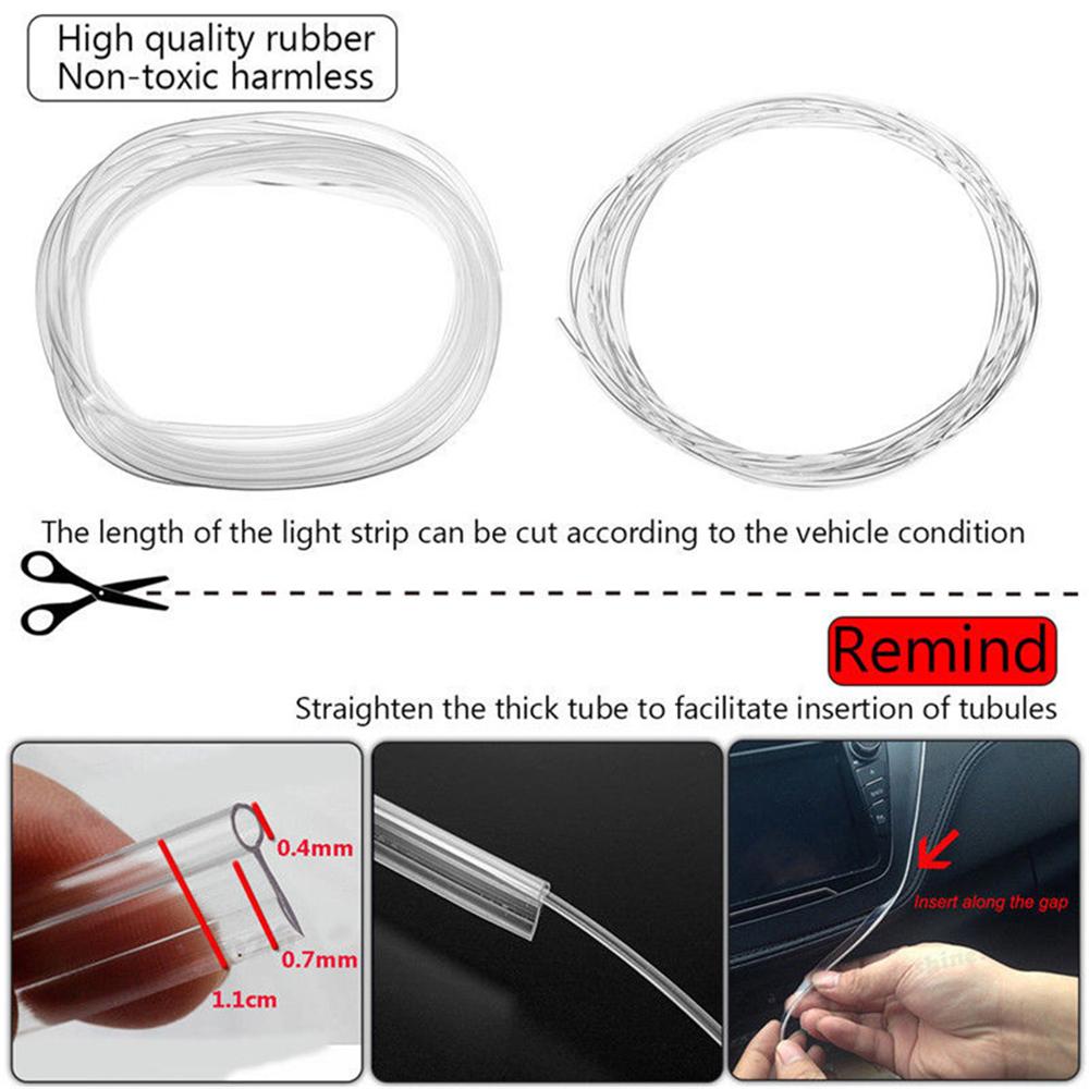 12V 5in1 LED 6M Optical Fiber Car SUV Decor Neon EL Strip Light Atmosphere Lamp